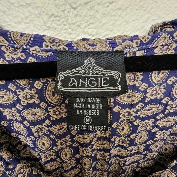 Angie Y2K Navy Blue Rayon 1/2 Sleeve Ruffle Dress - Picture 4 of 7